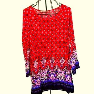 L Dress Thin Fabric Round Neck Long Sleeve for Sumner Sun protection or Beach
